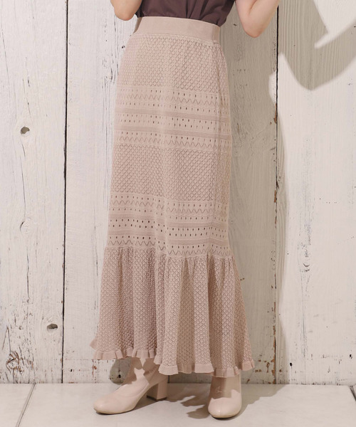 one after another NICE CLAUP(ワンアフターアナザーナイスクラップ)の「かぎ針マーメイドスカート(スカート・レディース・アイボリー/テラコッタ/ベージュ・FREE)」の3枚目の写真