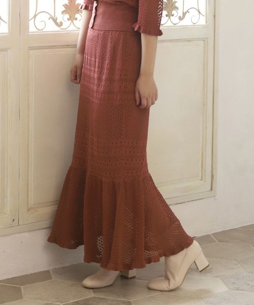 one after another NICE CLAUP(ワンアフターアナザーナイスクラップ)の「かぎ針マーメイドスカート(スカート・レディース・アイボリー/テラコッタ/ベージュ・FREE)」の1枚目の写真
