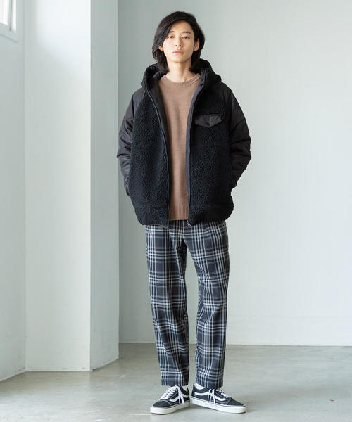 coen(コーエン)の「TRストレッチワイドテーパードチェックパンツ(その他パンツ・メンズ・ダークグレー/ブラウン・LARGE/SMALL/X-LARGE/MEDIUM)」の6枚目の写真