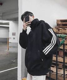 【MGV】オーバーサイズラインスタンドZIPフードパーカー