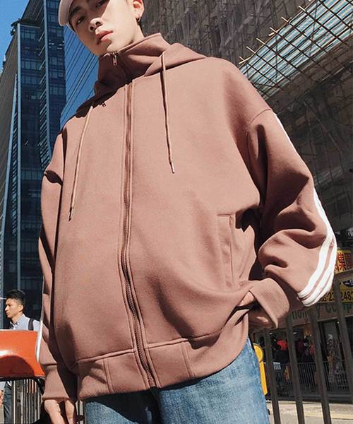 MGV（エムジーヴィー）の「【MGV】オーバーサイズラインスタンドZIPフードパーカー（パーカー・メンズ・ブラック/グレー/ブラウン/パープル/マスタード/ワインレッド・MEDIUM/LARGE/X-LARGE/XX-LARGE）」の15枚目の写真