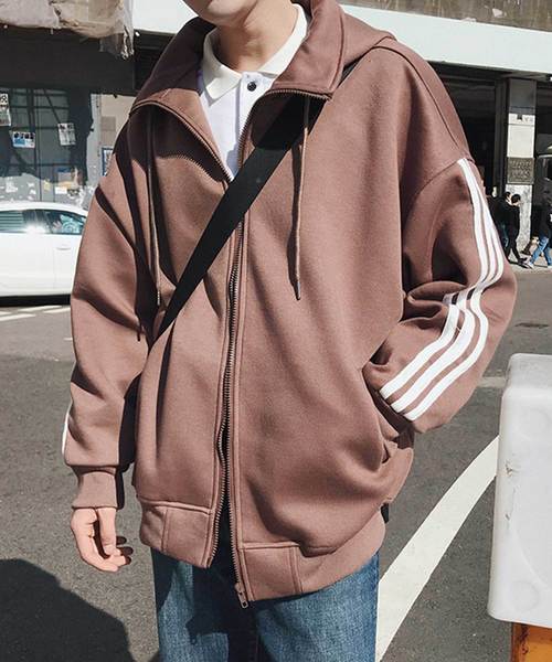 MGV（エムジーヴィー）の「【MGV】オーバーサイズラインスタンドZIPフードパーカー（パーカー・メンズ・ブラック/グレー/ブラウン/パープル/マスタード/ワインレッド・MEDIUM/LARGE/X-LARGE/XX-LARGE）」の20枚目の写真