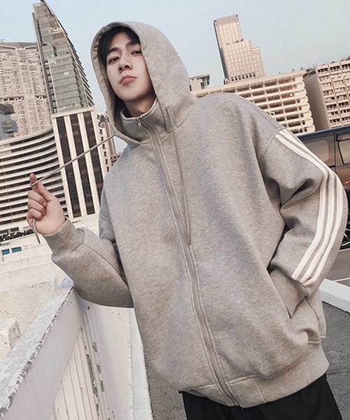 MGV（エムジーヴィー）の「【MGV】オーバーサイズラインスタンドZIPフードパーカー（パーカー・メンズ・ブラック/グレー/ブラウン/パープル/マスタード/ワインレッド・MEDIUM/LARGE/X-LARGE/XX-LARGE）」の22枚目の写真