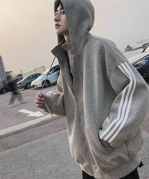 セール】【MGV】オーバーサイズラインスタンドZIPフードパーカー