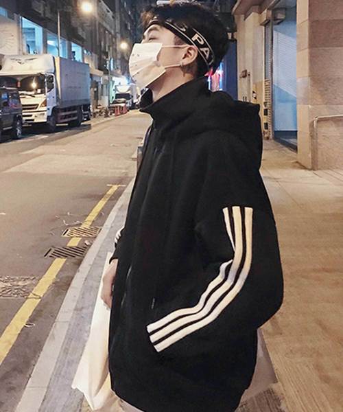 MGV（エムジーヴィー）の「【MGV】オーバーサイズラインスタンドZIPフードパーカー（パーカー・メンズ・ブラック/グレー/ブラウン/パープル/マスタード/ワインレッド・MEDIUM/LARGE/X-LARGE/XX-LARGE）」の8枚目の写真