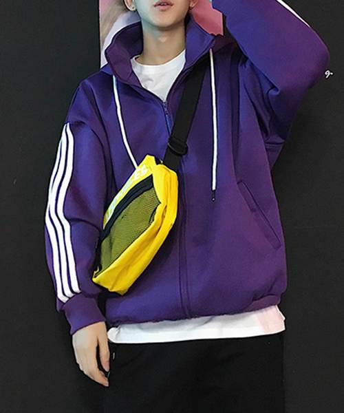 MGV（エムジーヴィー）の「【MGV】オーバーサイズラインスタンドZIPフードパーカー（パーカー・メンズ・ブラック/グレー/ブラウン/パープル/マスタード/ワインレッド・MEDIUM/LARGE/X-LARGE/XX-LARGE）」の11枚目の写真