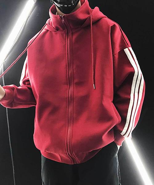 MGV（エムジーヴィー）の「【MGV】オーバーサイズラインスタンドZIPフードパーカー（パーカー・メンズ・ブラック/グレー/ブラウン/パープル/マスタード/ワインレッド・MEDIUM/LARGE/X-LARGE/XX-LARGE）」の13枚目の写真