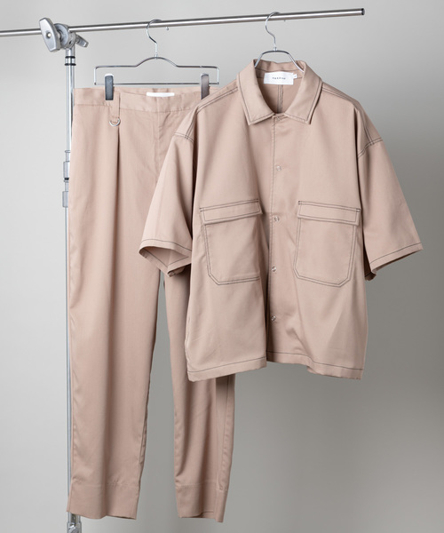 YARD PLUS(ヤードプリュス)の「YARD PLUS ringスナップシャツSET UP(セットアップ・メンズ・ブラック/モカ/ベージュ・MEDIUM/LARGE)」の2枚目の写真