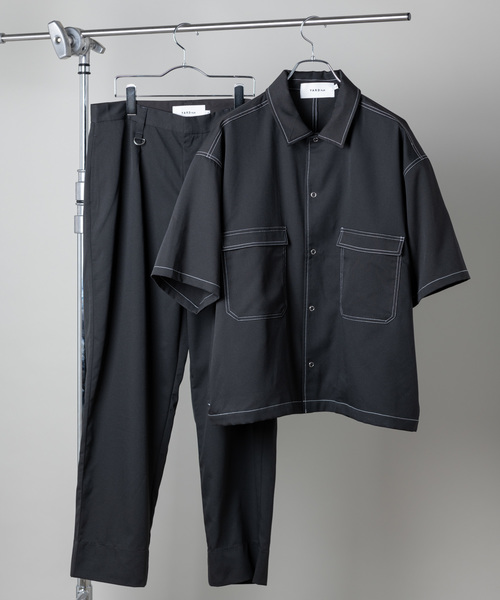 YARD PLUS(ヤードプリュス)の「YARD PLUS ringスナップシャツSET UP(セットアップ・メンズ・ブラック/モカ/ベージュ・MEDIUM/LARGE)」の1枚目の写真