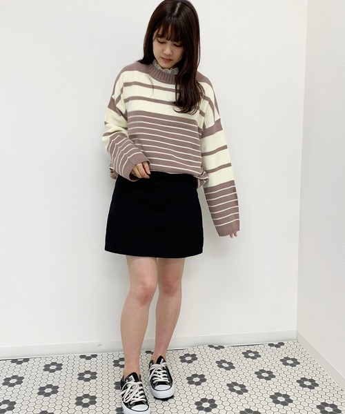 apres jour(アプレジュール)の「マルチボーダーニット【ZOZOTOWN限定アイテム】(ニット/セーター・レディース・ダークブラウン/ベージュ/モカ/ライトベージュ・フリー)」の8枚目の写真
