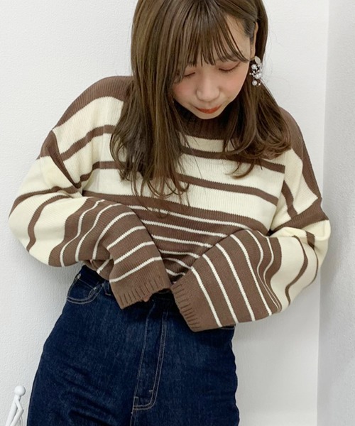 apres jour(アプレジュール)の「マルチボーダーニット【ZOZOTOWN限定アイテム】(ニット/セーター・レディース・ダークブラウン/ベージュ/モカ/ライトベージュ・フリー)」の21枚目の写真
