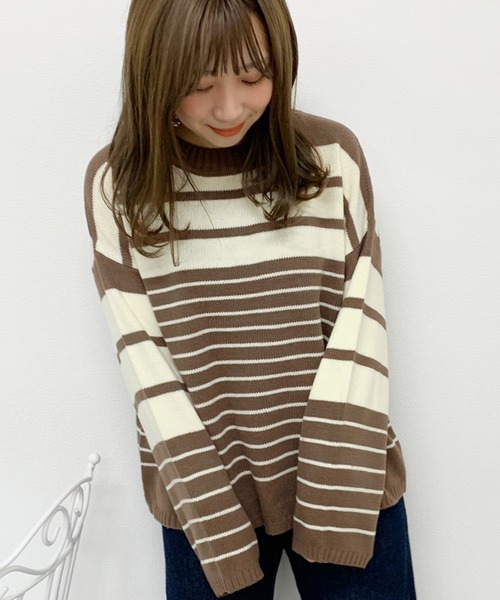 apres jour(アプレジュール)の「マルチボーダーニット【ZOZOTOWN限定アイテム】(ニット/セーター・レディース・ダークブラウン/ベージュ/モカ/ライトベージュ・フリー)」の18枚目の写真