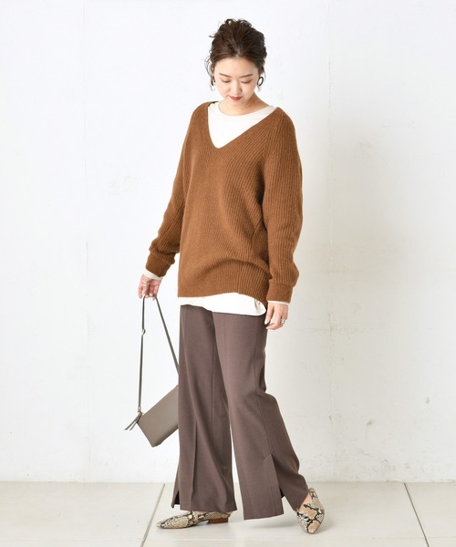 DouDou(ドゥドゥ)の「裏起毛セミフレアパンツ(その他パンツ・レディース・ブラック/ブラウン/ピンク/ホワイト系その他/ブラウン系その他3・38/36)」の21枚目の写真