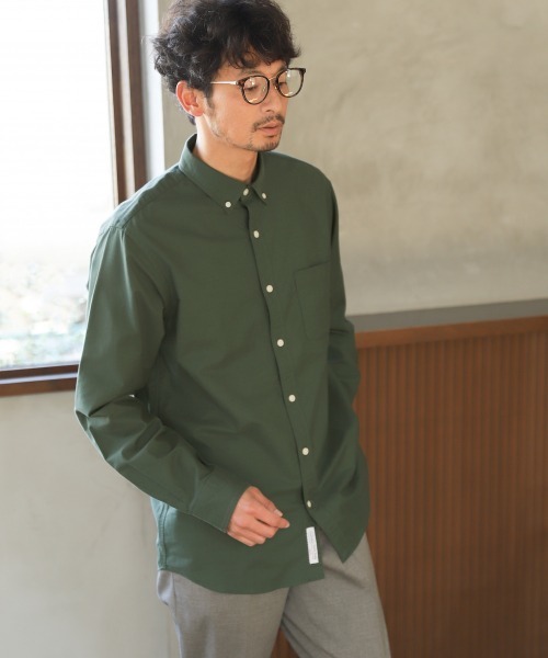 GLOBAL WORK（グローバルワーク）の「OXフォードボタンダウンシャツ【汚れが落ちやすい】/858334（シャツ/ブラウス・メンズ・ホワイト/ライトブルー/ネイビー/グリーン/ライトブラウン・SMALL/MEDIUM/LARGE/X-LARGE）」の4枚目の写真