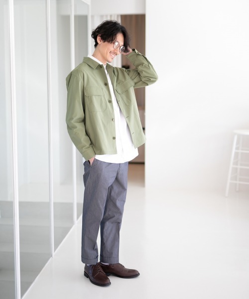 ボックスシャツ 開襟シャツ 黒 ウール混 STYLEBLOCK コート ジャケット オーバーサイズ5分袖開襟シャツ