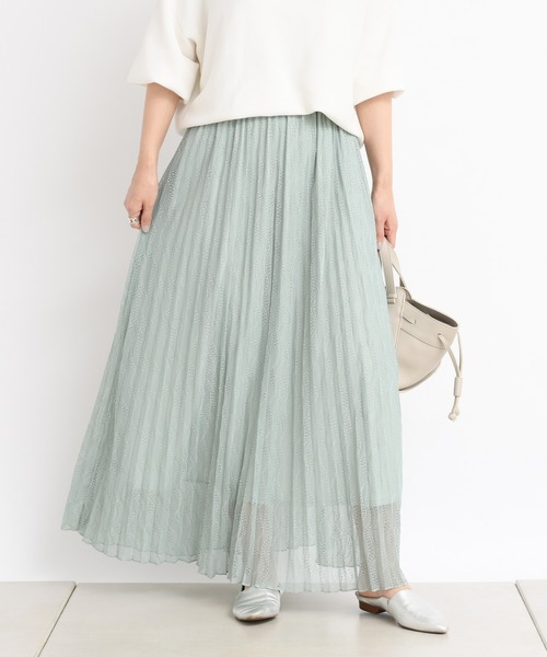 DouDou（ドゥドゥ）の「レースプリーツスカート（スカート・レディース・オフホワイト/グリーン・FREE）」の3枚目の写真