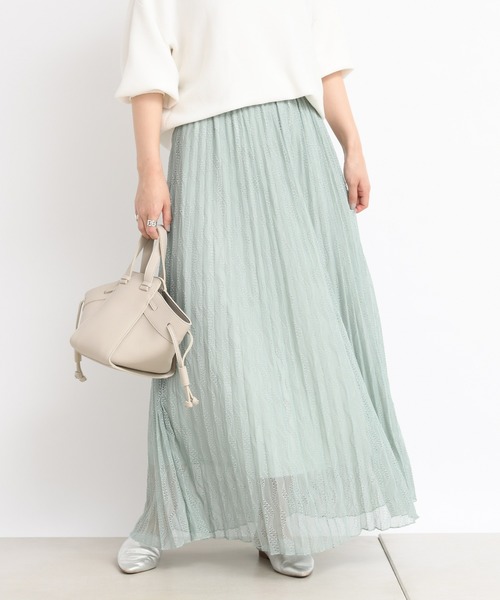 DouDou（ドゥドゥ）の「レースプリーツスカート（スカート・レディース・オフホワイト/グリーン・FREE）」の10枚目の写真