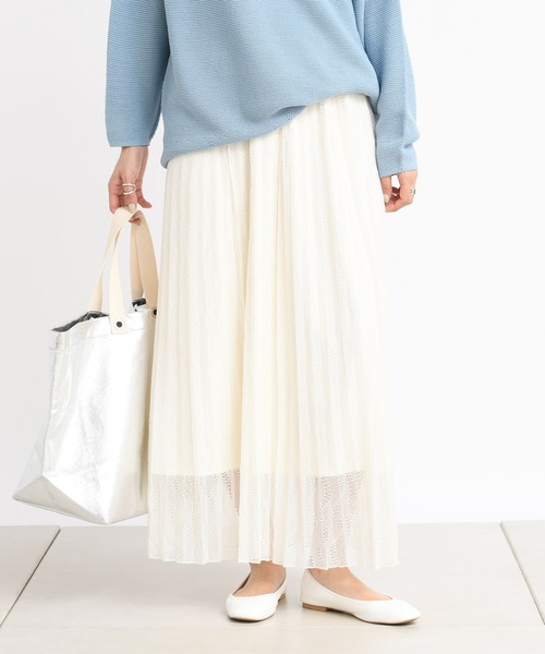 DouDou（ドゥドゥ）の「レースプリーツスカート（スカート・レディース・オフホワイト/グリーン・FREE）」の21枚目の写真