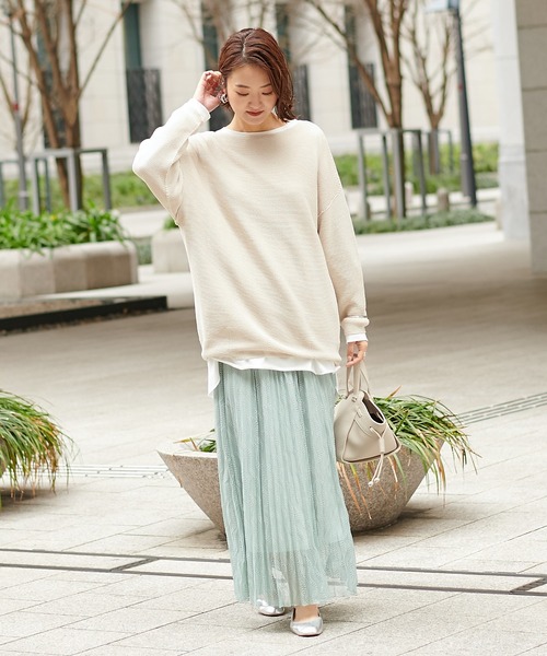 DouDou（ドゥドゥ）の「レースプリーツスカート（スカート・レディース・オフホワイト/グリーン・FREE）」の5枚目の写真