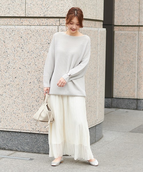 DouDou（ドゥドゥ）の「レースプリーツスカート（スカート・レディース・オフホワイト/グリーン・FREE）」の6枚目の写真