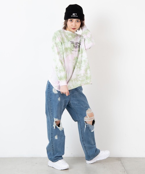 WEGO（ウィゴー）の「WEGO/タイダイロゴロンT（Tシャツ/カットソー・レディース・パープル/グリーン・FREE）」の3枚目の写真