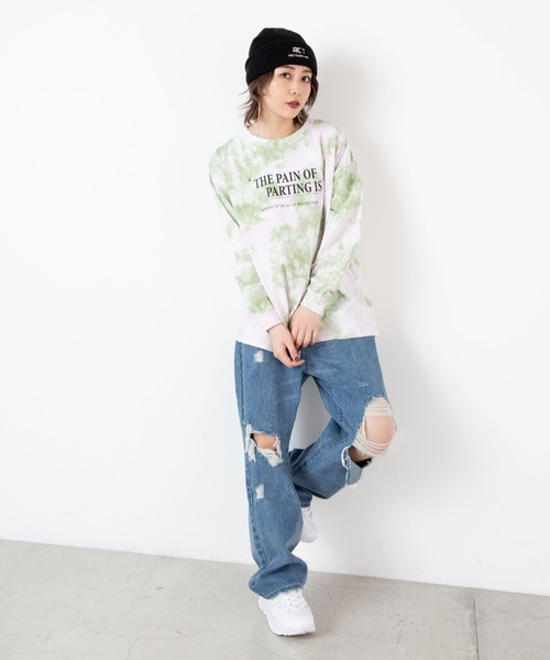 WEGO（ウィゴー）の「WEGO/タイダイロゴロンT（Tシャツ/カットソー・レディース・パープル/グリーン・FREE）」の4枚目の写真