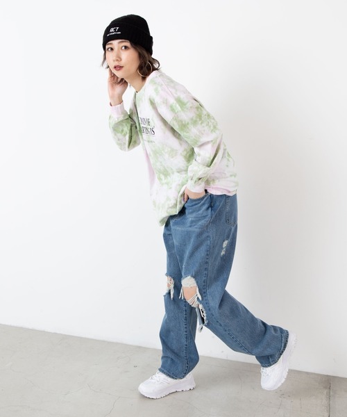 WEGO（ウィゴー）の「WEGO/タイダイロゴロンT（Tシャツ/カットソー・レディース・パープル/グリーン・FREE）」の5枚目の写真