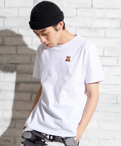 WEGO(ウィゴー)の「WEGO/ベア刺繍Tシャツ(Tシャツ/カットソー・メンズ・ホワイト/ブラウン/その他1/ピンク/ブラック・SMALL/MEDIUM/LARGE)」の5枚目の写真