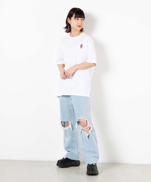 WEGO(ウィゴー)の「WEGO/ベア刺繍Tシャツ(Tシャツ/カットソー・メンズ・ホワイト/ブラウン/その他1/ピンク/ブラック・SMALL/MEDIUM/LARGE)」の10枚目の写真
