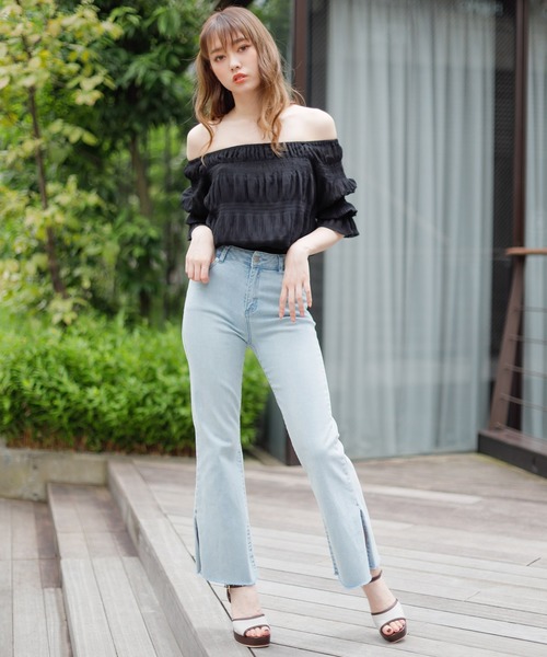 LIPSERVICE（リップサービス）の「マジョリカプリーツ2WAYオフショルトップス（Tシャツ/カットソー・レディース・アイボリー/ブラウン/ブラック・FREE）」の13枚目の写真