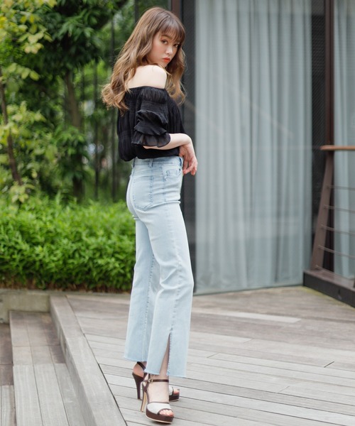 LIPSERVICE（リップサービス）の「マジョリカプリーツ2WAYオフショルトップス（Tシャツ/カットソー・レディース・アイボリー/ブラウン/ブラック・FREE）」の10枚目の写真