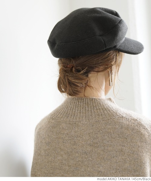 coca(coca)(コカ)の「メルトンキャスケット(キャスケット・レディース・ブラック/ベージュ・ONE SIZE)」の4枚目の写真