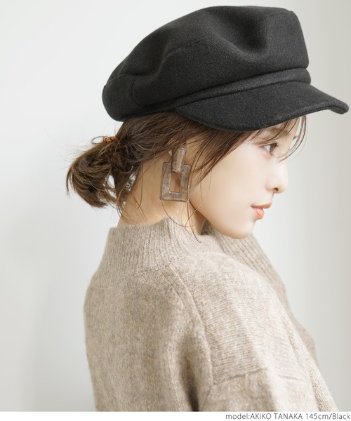 coca(coca)(コカ)の「メルトンキャスケット(キャスケット・レディース・ブラック/ベージュ・ONE SIZE)」の6枚目の写真