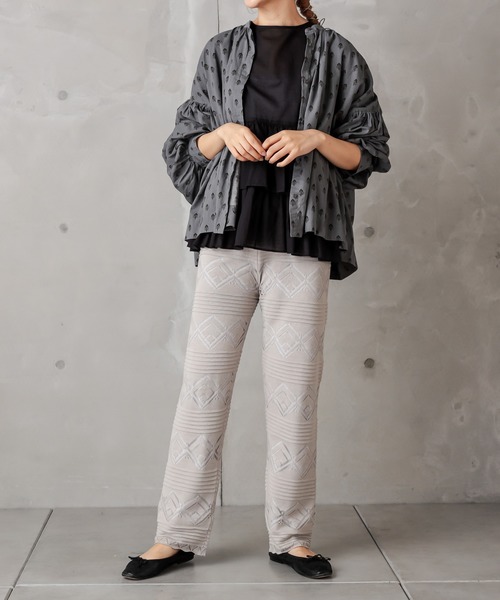 PUAL CE CIN（ピュアルセシン）の「レースジャガードパンツ（その他パンツ・レディース・ブラック/グレー/グレイッシュベージュ・FREE）」の10枚目の写真