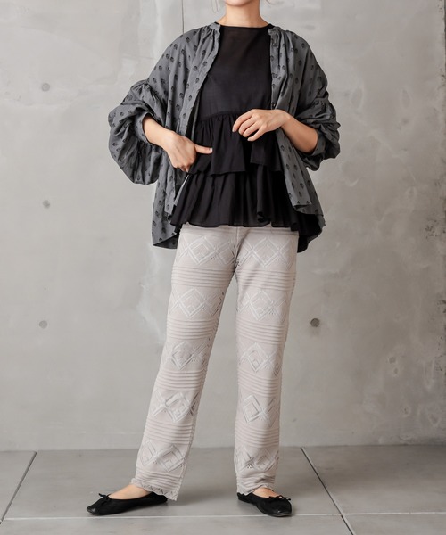 PUAL CE CIN（ピュアルセシン）の「レースジャガードパンツ（その他パンツ・レディース・ブラック/グレー/グレイッシュベージュ・FREE）」の17枚目の写真