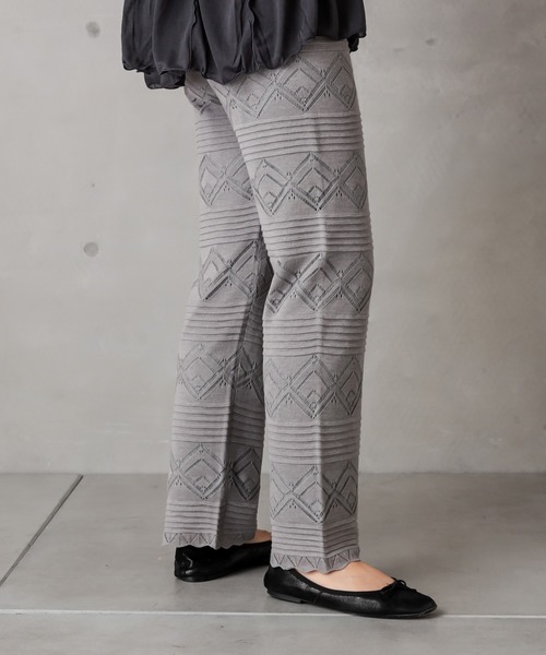 PUAL CE CIN（ピュアルセシン）の「レースジャガードパンツ（その他パンツ・レディース・ブラック/グレー/グレイッシュベージュ・FREE）」の18枚目の写真