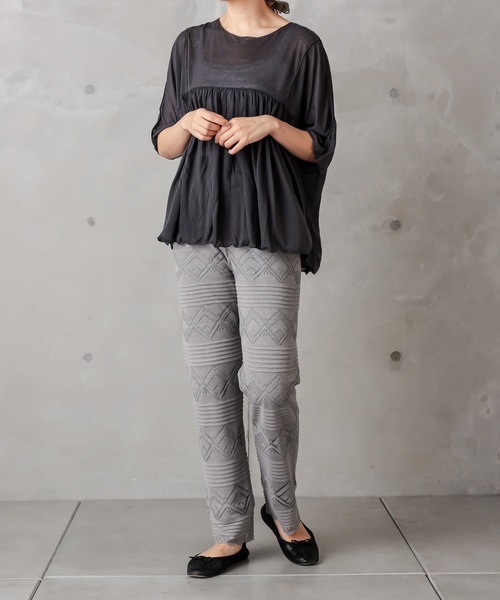 PUAL CE CIN（ピュアルセシン）の「レースジャガードパンツ（その他パンツ・レディース・ブラック/グレー/グレイッシュベージュ・FREE）」の21枚目の写真