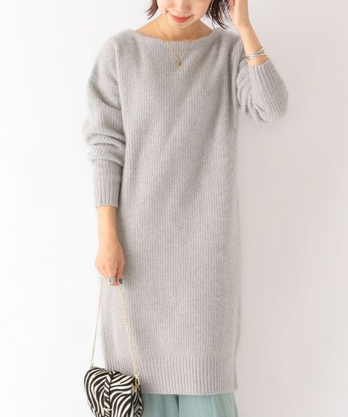 SHIPS any(シップス エニィ)の「SHIPS any: フォックス ミックス ボクシーワンピース◇(ワンピース・レディース・ライトグレー/ブラック・ONE SIZE)」の2枚目の写真