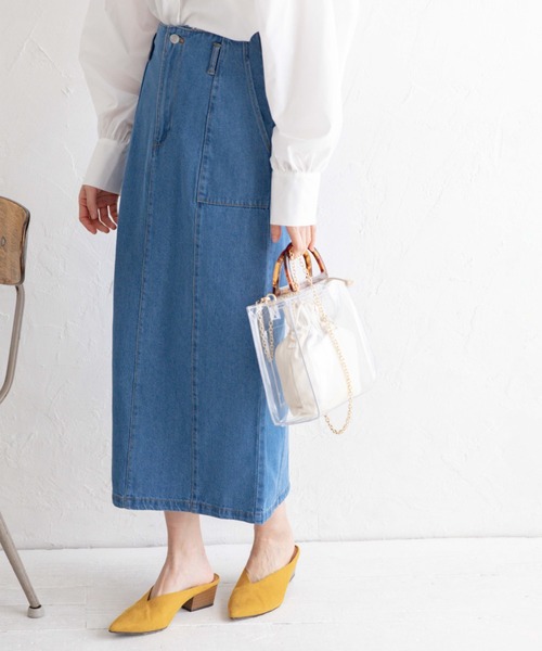 Mysa&Liina（ミーサリーナ）の「デニムセミフレアペンシルスカート（デニムスカート・レディース・サンドベージュ/ブルー/アイボリー/インディゴブルー/ブラック・M）」の5枚目の写真