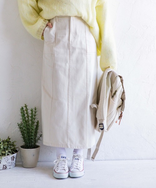 Mysa&Liina（ミーサリーナ）の「デニムセミフレアペンシルスカート（デニムスカート・レディース・サンドベージュ/ブルー/アイボリー/インディゴブルー/ブラック・M）」の2枚目の写真