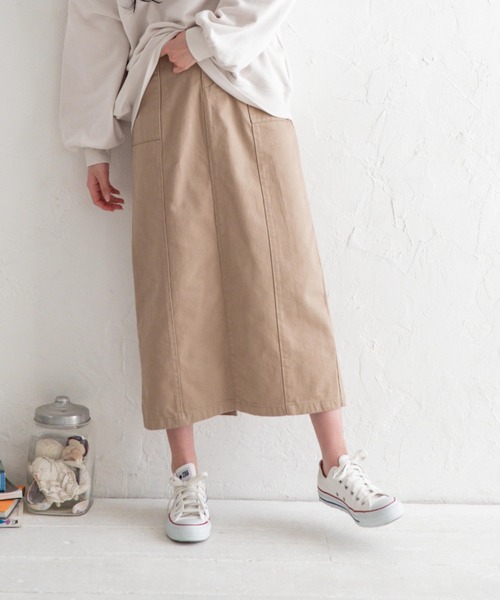 Mysa&Liina（ミーサリーナ）の「デニムセミフレアペンシルスカート（デニムスカート・レディース・サンドベージュ/ブルー/アイボリー/インディゴブルー/ブラック・M）」の3枚目の写真