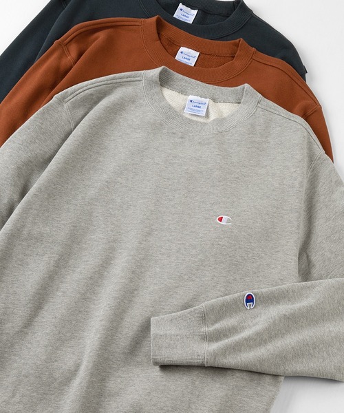 Champion(チャンピオン)の「【Champion/チャンピオン】クルーネック ロゴ刺繍 ワンポイント トレーナー スウェット プルオーバー(スウェット・メンズ・カーキ/ブラック/ホワイト/グレー/ネイビー/レンガ/グリーン・M/L/XL)」の4枚目の写真