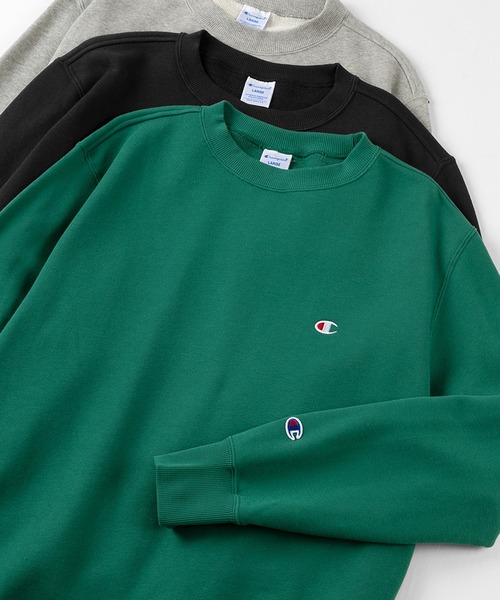 Champion(チャンピオン)の「【Champion/チャンピオン】クルーネック ロゴ刺繍 ワンポイント トレーナー スウェット プルオーバー(スウェット・メンズ・カーキ/ブラック/ホワイト/グレー/ネイビー/レンガ/グリーン・M/L/XL)」の6枚目の写真