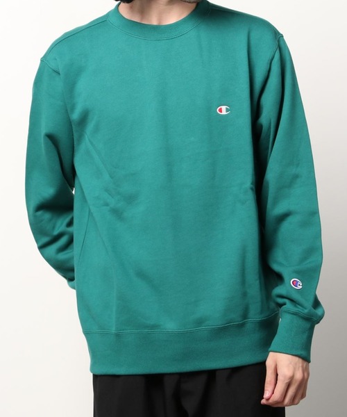 Champion(チャンピオン)の「【Champion/チャンピオン】クルーネック ロゴ刺繍 ワンポイント トレーナー スウェット プルオーバー(スウェット・メンズ・カーキ/ブラック/ホワイト/グレー/ネイビー/レンガ/グリーン・M/L/XL)」の15枚目の写真
