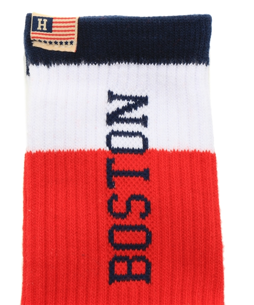 Healthknit（ヘルスニット）の「【Healthknit】BORDER SOCKS（ソックス/靴下・メンズ・オフホワイト/ネイビー/レッド・FREE）」の4枚目の写真