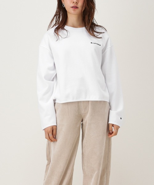 CONVERSE(コンバース)の「CONVERSE コンバース ダンボールニット素材 長袖Tシャツ(Tシャツ/カットソー・レディース・ホワイト/ブラック/ブラウン・M/L)」の2枚目の写真