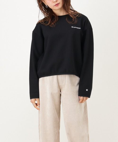 CONVERSE(コンバース)の「CONVERSE コンバース ダンボールニット素材 長袖Tシャツ(Tシャツ/カットソー・レディース・ホワイト/ブラック/ブラウン・M/L)」の1枚目の写真