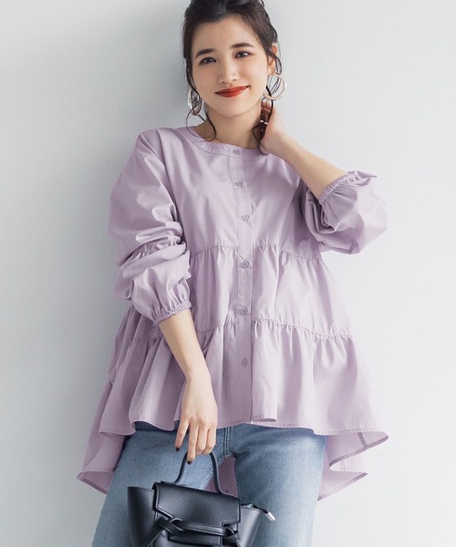 coca（coca）（コカ）の「ティアードブラウス（シャツ/ブラウス・レディース・ブラック/ホワイト/パープル・ONE SIZE）」の3枚目の写真