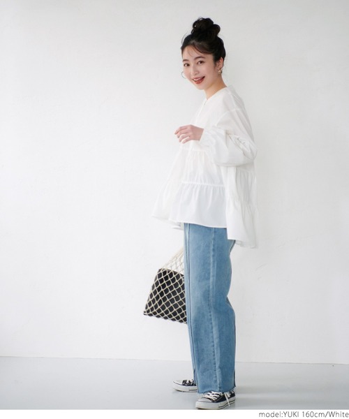 coca（coca）（コカ）の「ティアードブラウス（シャツ/ブラウス・レディース・ブラック/ホワイト/パープル・ONE SIZE）」の9枚目の写真