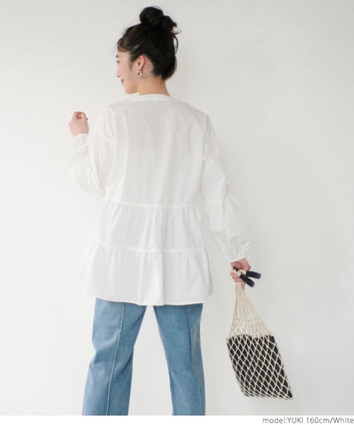 coca（coca）（コカ）の「ティアードブラウス（シャツ/ブラウス・レディース・ブラック/ホワイト/パープル・ONE SIZE）」の10枚目の写真